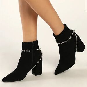 Lulu's Black Ankle Boots with Silver Accents